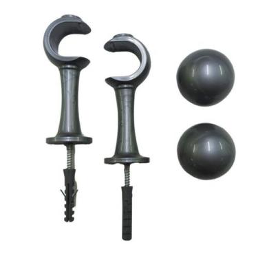 Imagem de Suporte Varão 28mm Cortina Simples Par Com Ponteira Cores - JC ART MIN