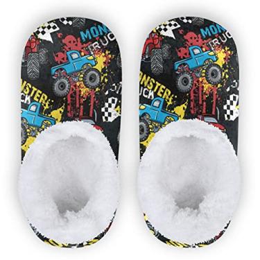 Imagem de Ceiurey Pantufas para crianças, meninos, meninas, com espuma viscoelástica macia, para uso interno, para uso doméstico, spa, viagens, uso doméstico, inverno, Natal, Halloween, vaca, carro, pato e