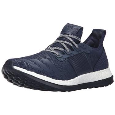 Imagem de adidas Performance Pureboost ZG Tênis de corrida masculino, Branco/azul marinho universitário/azul-marinho, 35