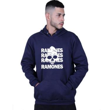 Imagem de Moletom Unissex Canguru Ramones Caveira World Rock - Lafre, Azul marin