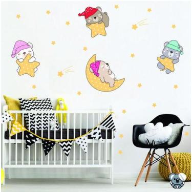 Imagem de Adesivo de Parede Infantil Ursinhos Preguiçosos Baby - Colakoala Adesi