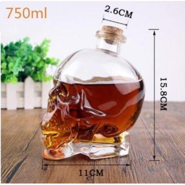 Imagem de Garrafa Caveira Cranio Vidro Bar Drink Whisky Tequila 750ml - Tacoland