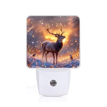 Imagem de Cosharkly Luz noturna de veado da floresta, luzes noturnas conectadas à parede, lâmpada de LED para escada/corredor/quarto, luz noturna de 0,5 W, adequada para dormir