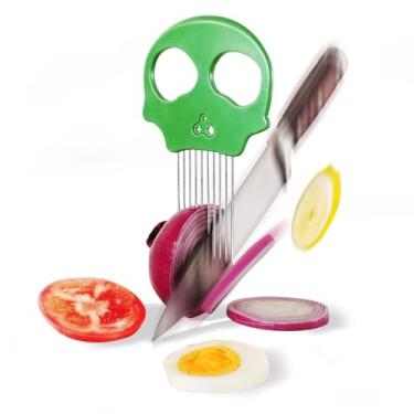 Imagem de Lovfult Cortador de cebola de aço inoxidável – Cortador multifuncional de vegetais e descascador de ervas para abacates, ovos, tomates, batatas (verde)