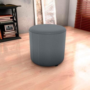 Imagem de Puff Banqueta Redondo Luxo Copenhage Matrix Veludo Cinza