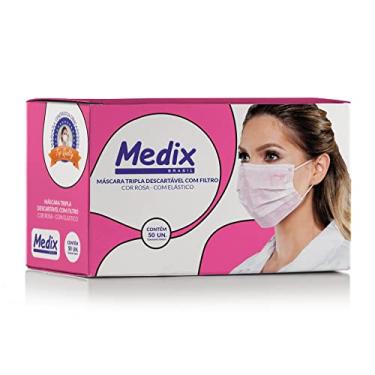 Imagem de Medix Máscara Tripla Descartável Com Filtro (Bfe) Rosa - Caixa Com 50 Unidades