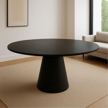 Imagem de Mesa de Jantar Cone Redonda Laminado em Madeira 120cm Cairo Preto