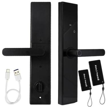 Imagem de Fechadura De Porta Digital Eletrônica Smart Biometria Card Senha 36cm 
