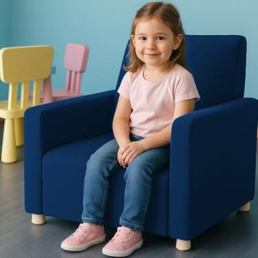 Imagem de Poltrona Infantil Cadeira Sofá Angel Mini Para Crianças Suede Marinho