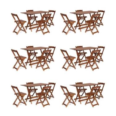 Imagem de Kit 6 Conjuntos Dobráveis 120x70 com 4 Cadeiras Imbuia - Móveis Britz