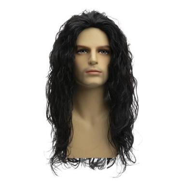 Imagem de Peruca Baruisi, longa, encaracolada, ondulada, preta, sintética para h