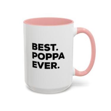 Imagem de Caneca de café Poppa Accent – Caneca engraçada de cerâmica para pai, presente de 325 g para pais, avôs ou papai - Ideia de presente de aniversário e Natal (rosa, 425 g)