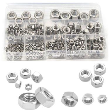 Imagem de Kit 370 Porcas Hexagonais Sextavada Inox M4 M5 M6 M8 M10 M12