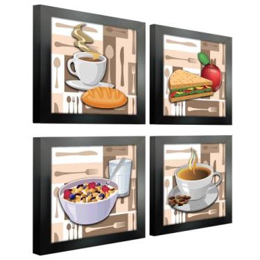 Imagem de Quadro Decorativo Cozinha Café Manhã Padaria 20x20cm Kit 4un - SHD  So