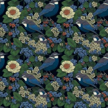Imagem de VEELIKE Papel de parede vintage tit bird papel de parede floral preto para banheiro quarto 48 x 39 cm, papel de parede floral removível para armários, gavetas, prateleiras, paredes