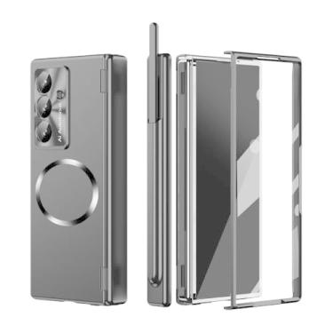Imagem de AJDJTEN Capa magnética para Samsung Galaxy Z Fold 7, compatível com MagSafe, suporte de caneta S e caneta Stylus, protetor de tela, proteção de dobradiça, capa de telefone fina à prova de choque para