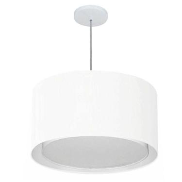 Imagem de Lustre Pendente Cilíndrico Duplo Vivare Md-4293 Cúpula Em Tecido 45x30cm - Bivolt Branco 127/220v
