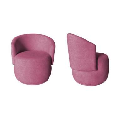Imagem de Kit 2 Poltronas Decorativa Beatriz Orgânica Veludo Rosa - Mansão Decor