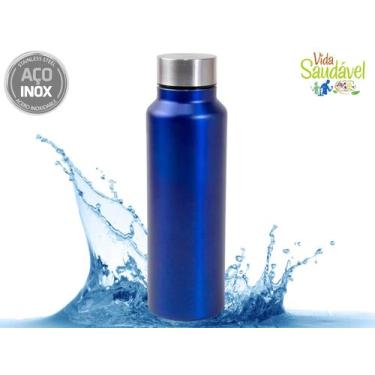 Imagem de Garrafa Squeeze Aço Inox 750ml Garrafinha Fitness Água Academia Bike F