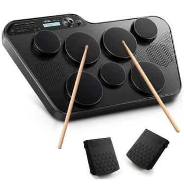 Imagem de Bateria Eletrônica Portátil 7 Pads Voik BEAT70 Com Baqueta