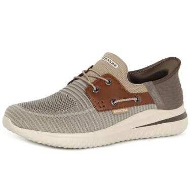 Imagem de Skechers Delson 3.0 - Roth Mocassins masculinos sem cadarço, Castanho-Acinzentado/Marrom, 14 Wide