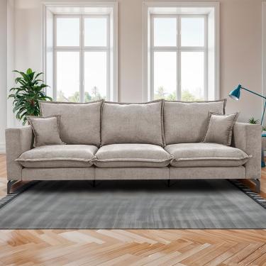 Imagem de Sofá 3 Lugares Modular Boma. 2,40m Boucle Sofá Inbox Bege Claro