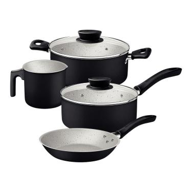 Imagem de Jogo Panelas Tramontina Linz Starflon Max Preto 04 Peças Aluminio Antiaderente Tramontina