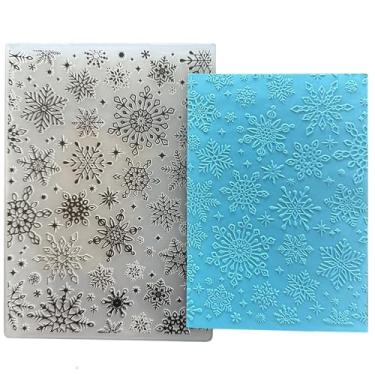 Imagem de DIYology Pasta de plástico em relevo (padrão de flocos de neve) artesanato de papel plástico Natal flocos de neve texturizados impressões para fazer cartões scrapbooking 12,7 cm x 17,8 cm