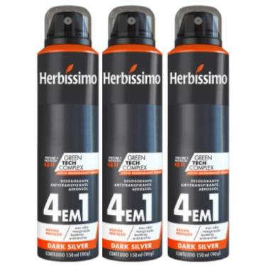 Imagem de Kit 3 Desodorante Aerossol Herbíssimo Dark Silver 150 Ml - Dana