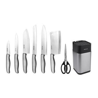 Imagem de Conjunto de Facas Dolche - 8 Peças - Aço Inoxidável com Cepo/Suporte d
