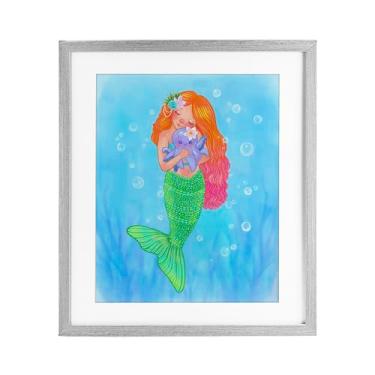 Imagem de Stupell Industries Impressão emoldurada cinza Sweet Mermaid Love Under Glass, design de Stephanie Sanchez, 40,6 x 33,5 cm