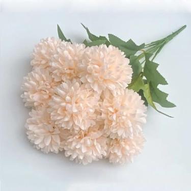Imagem de Buquê de flores artificiais, crisântemo, casamento, natal, noiva, buquê, artesanato, scrapbooking, guirlanda, adereços, decoração de mesa para festa (1 peça/champanhe claro)