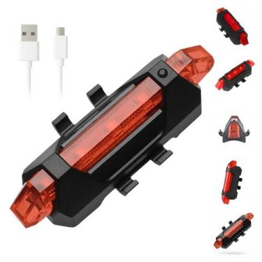 Imagem de Lanterna Traseira Para Bike LED 120lm 5 Modos USB Recarregável Seguran