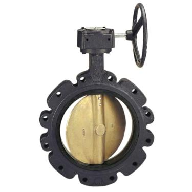 Imagem de NIBCO Válvula borboleta de ferro dúctil série LD-1000-5 com forro EPDM e disco de bronze de alumínio, operador de engrenagem, argola, 35,56 cm