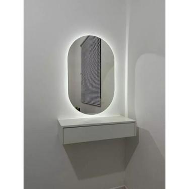 Imagem de Espelho Oval Grande 40*60 Com LED luz Duas Opções de Cores, Espelho Mo