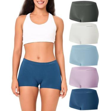 Imagem de Calcinhas Boyshort BAMBOO COOL femininas sem costura, pacote com 5