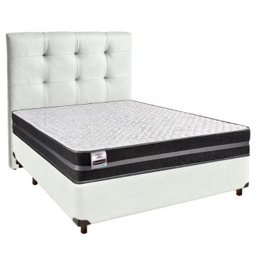 Imagem de Cama Box + Colchão Casal Molas Ultralastic Bogota Inducol + Cabeceira Estofada