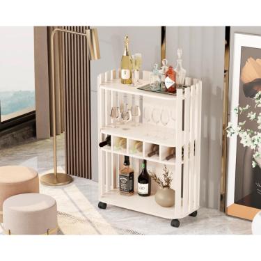 Imagem de Aparador Luxo Prateleira Com Adega Ripado 4110 Perola