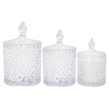 Imagem de Potiches Cristal Wolff Trio Bomboniere Lavabo Home Decoração Mesa De S
