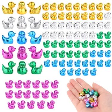 Imagem de 50un Mini Patos Resina Natal, 5 Cores Pato Galvanizado Colorido em Miniatura Pequenas Figuras Brilhantes para Natal Decoração de Microjardim e Topos Bolo