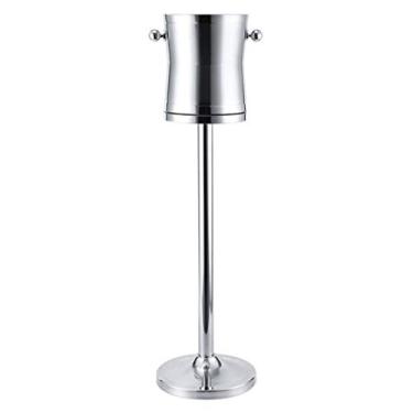 Imagem de Baldes de gelo Banheira de bebidas de aço inoxidável com suporte, suporte de bebida de festa - uso externo ou interno - Kits de balde de gelo independentes (Cor: F)