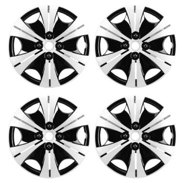 Imagem de Jiawu Calotas de 14 Polegadas, Conjunto de 4 Acessórios para Capas de Pneus de Rodas Automotivas, Capas de Rodas Universais R14, Material ABS, Instalação Rápida, Capas de Rodas para