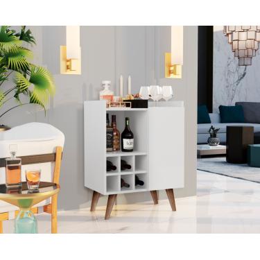 Imagem de Aparador Estilo Retrô Pés Palito Adega Bar Blue cor Branco - Comprar Moveis Em Casa