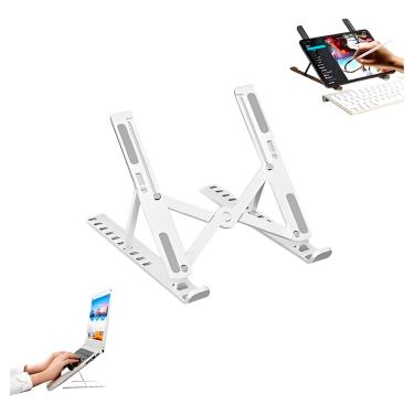 Imagem de Suporte Portátil Ajustável Para Notebook Com 6 Níveis - Design Antiderrapante e Resfriamento Eficiente