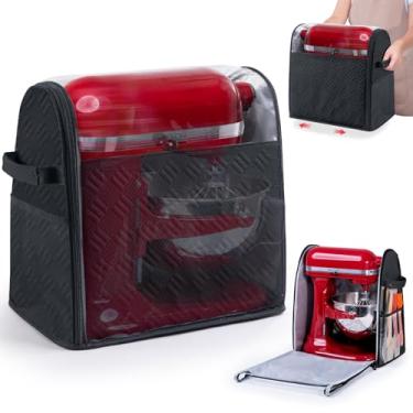 Imagem de BAGSPRITE Tampa de batedeira totalmente aberta com base deslizante compatível com batedeiras KitchenAid 4,5/5 Qt Bowl-Lift – Capa acolchoada à prova de poeira com bolsos para acessórios e acessórios