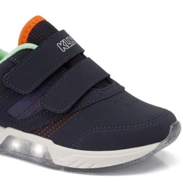 Imagem de Klin Infantil Menino Light LED 604064, Tênis Casual, Marinho/Laranja, Tamanho 33, Material Sintético e Mesh, Fechamento em Velcro, Solado PVC Translúcido com Luzes