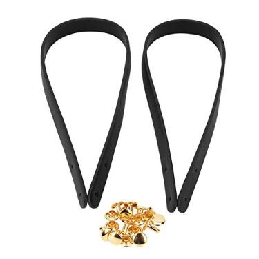 Imagem de Pilipane Bolsa de mão de couro dividido, peças de mão feitas à mão com rebite dourado claro conjunto para bolsas de ombro marrom preto marrom amarelo vinho vermelho bege salmão rosa 2 peças 55 cm