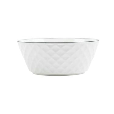 Imagem de Prato redondo listrado de cerâmica nórdico requintado resistente ao calor - tigela de sopa de 20 cm