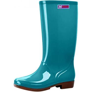 Imagem de Botas de chuva femininas cano médio botas de chuva galochas, Z01 azul, 9