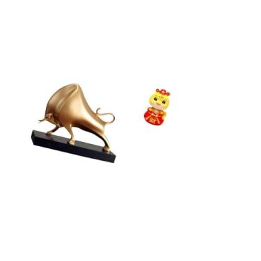 Imagem de Fenteer Escultura de Touro, Decoração para Casa, Artesanato de Mesa, Estátua Abstrata de Boi, Estatueta de Gado para Mesa, Sala de Estar, Quarto, Entrada, Ano